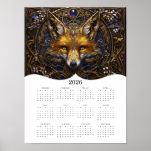 Poster Calendrier de l'année complète 2026 Celtic Fox Ima