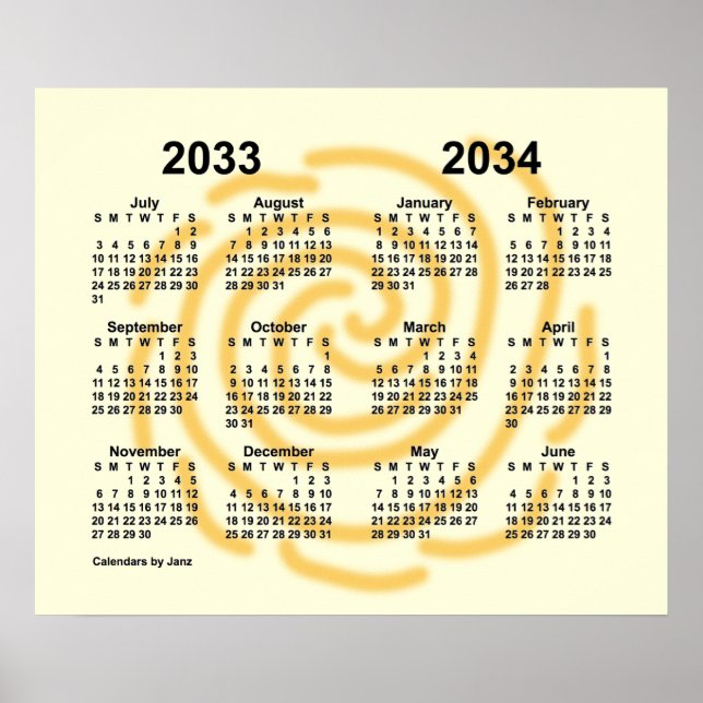 Poster Calendrier de l'année scolaire 2033-2034 Sunny Day (Devant)