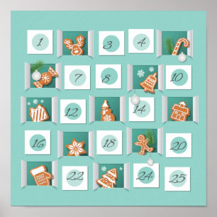 Poster Calendrier de l'Avent de Noël