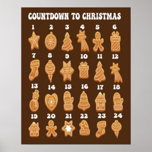 Poster Calendrier de l'Avent pour Noël au pain d'épices