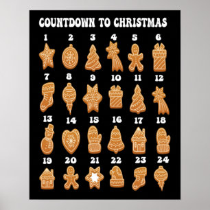 Poster Calendrier de l'Avent pour Noël au pain d'épices