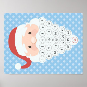 Poster Calendrier de l'Avent Santa Beard Noël