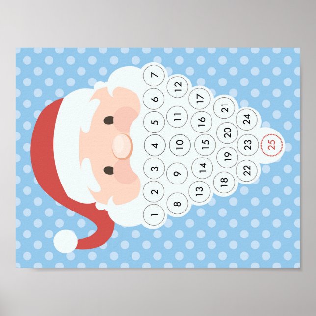 Poster Calendrier de l'Avent Santa Beard Noël (Devant)