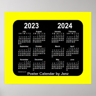 Poster Calendrier de l'école de néon jaune 2023-2024 par 