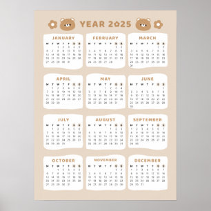Poster Calendrier de l'Ours mignon 2025