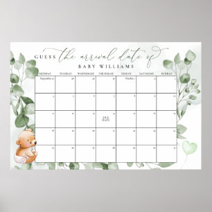 Poster Calendrier de l'Ours pour deviner la date prévue