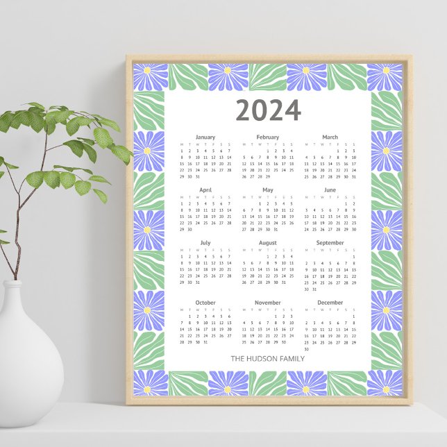 Poster Calendrier de modèle floral géométrique moderne 20 (Créateur téléchargé)