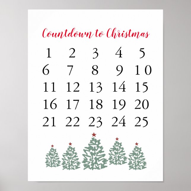 Poster Calendrier de Noël Compte à rebours avant Noël (Devant)