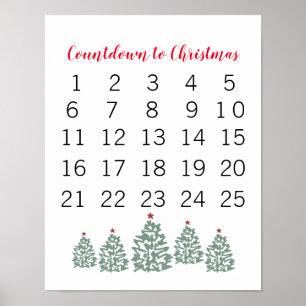 Poster Calendrier de Noël Compte à rebours avant Noël