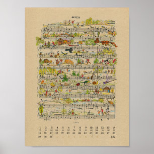 Poster Calendrier de notes heureuses de juillet 2022 Post