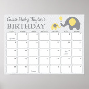 Poster Calendrier de prédiction d'anniversaire de bébé él
