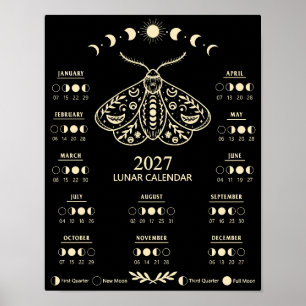 Poster Calendrier de sorcellerie papillon céleste lunaire