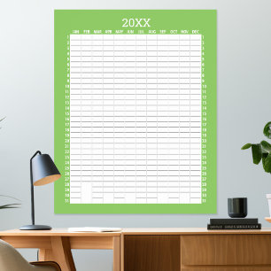 Poster Calendrier de vue annuelle - Planificateur d'objec