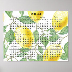 Poster Calendrier des citrons et Feuilles 2024