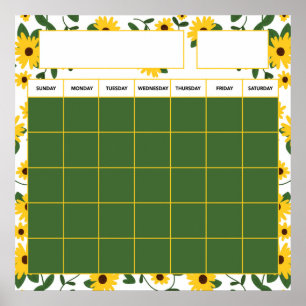 Poster Calendrier des enseignants de Patch de tournesol c