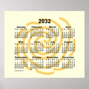 Poster Calendrier des journées ensoleillées 2032 par Post