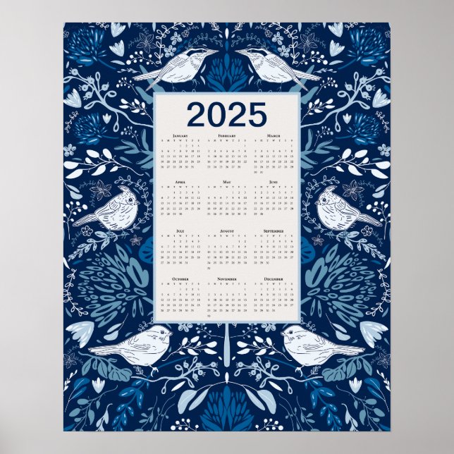 Poster Calendrier des oiseaux 2025 (Devant)