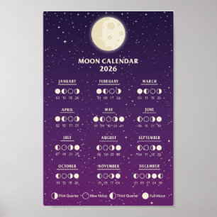 Poster Calendrier des phases lunaires de la galaxie des c