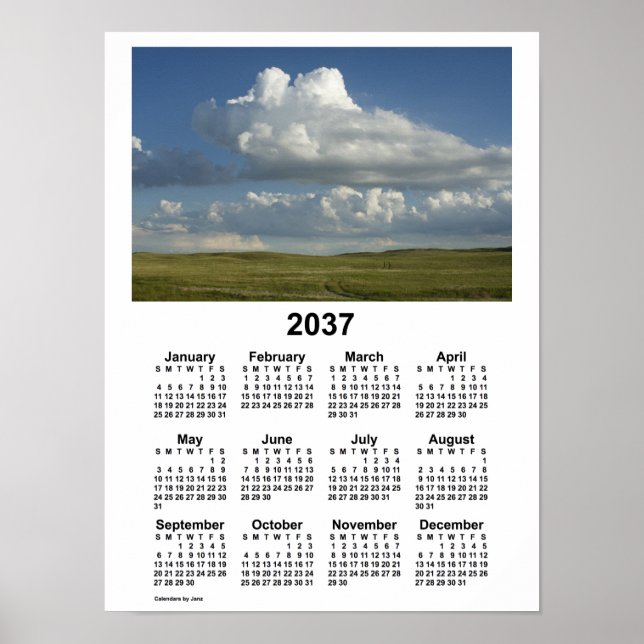 Poster Calendrier des Sandhills du Nebraska 2037 par Janz (Devant)
