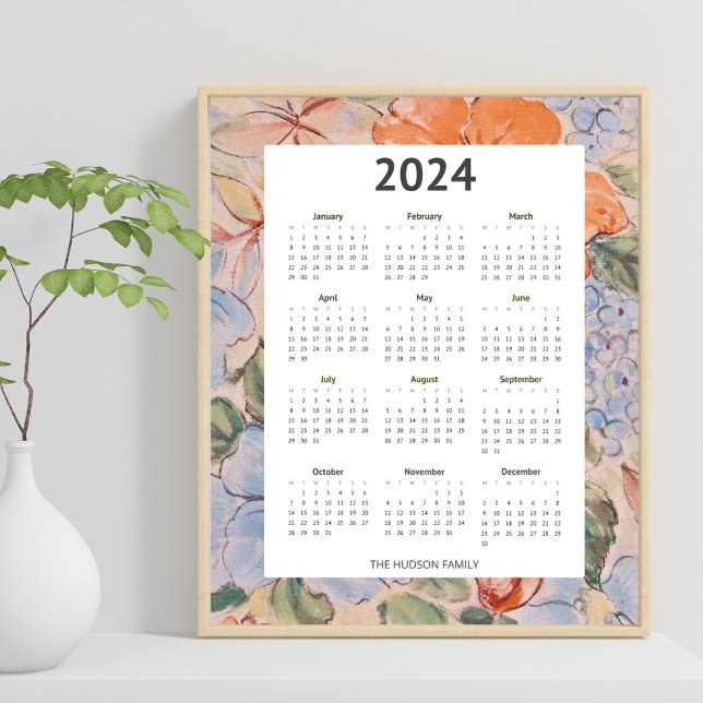 Poster Calendrier d'illustration florale 2024 (Créateur téléchargé)