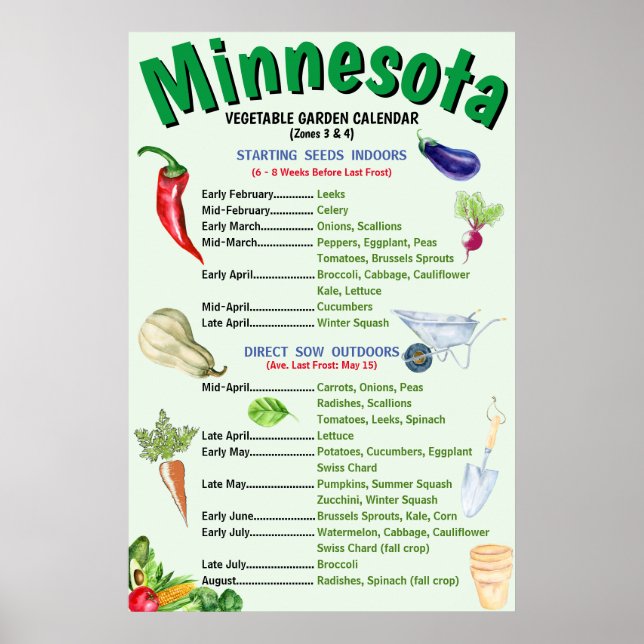 Poster Calendrier du jardin végétal du Minnesota (Devant)