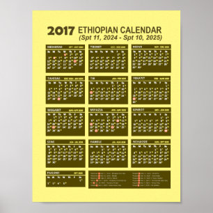 Poster Calendrier du nouvel an éthiopien 2017 2024/2025
