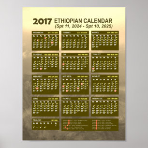 Poster Calendrier du nouvel an éthiopien 2017 2024/2025