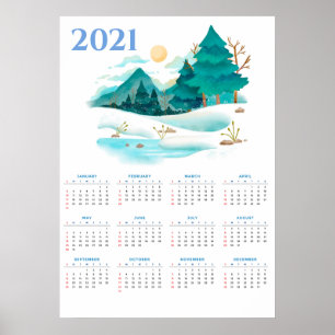 Poster Calendrier du paysage hivernal 2021