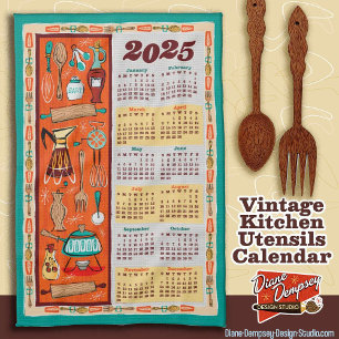 Poster Calendrier d'Ustensiles de Cuisine Vintage
