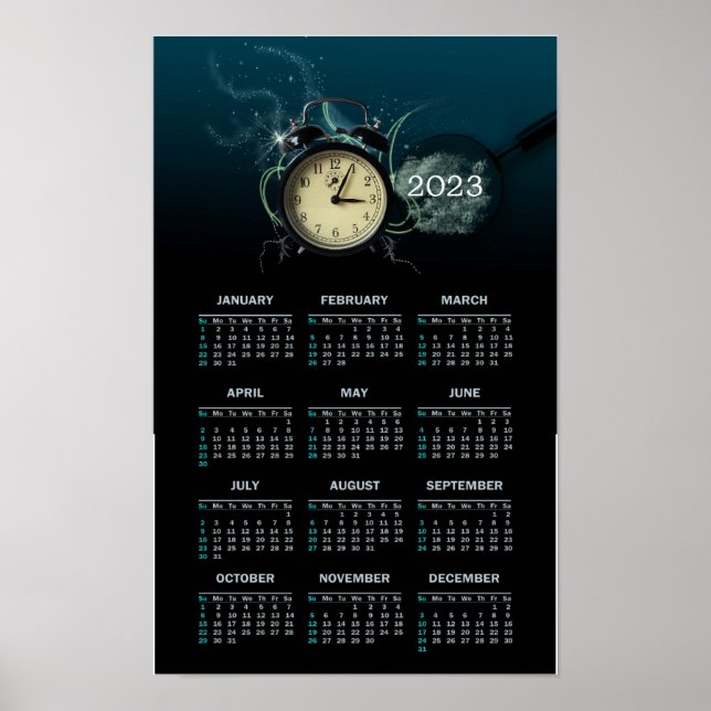Poster Calendrier élégant Clock 2023 comme (Devant)