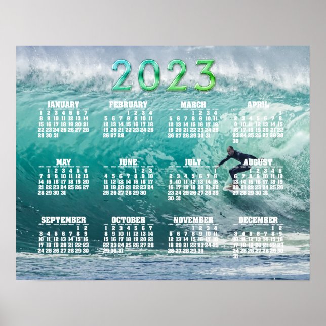Poster Calendrier Epic Surfing Wave 2023 (Devant)