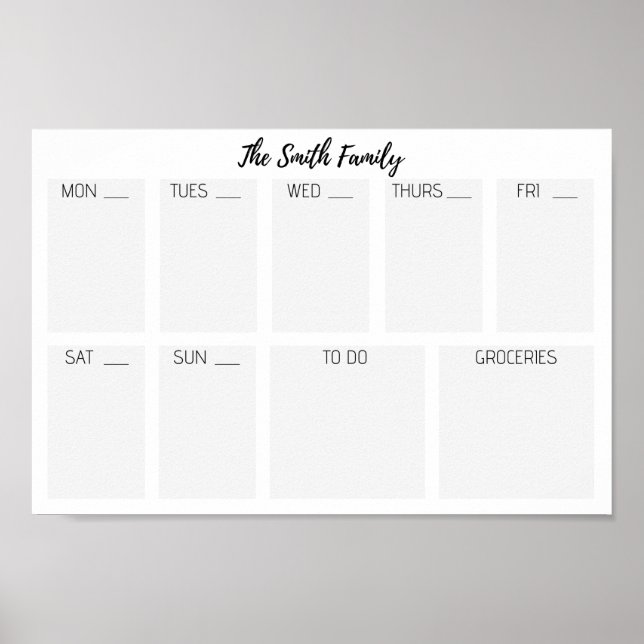 Poster Calendrier familial - À faire - Épicerie - Semaine (Devant)