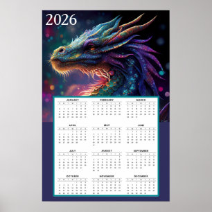 Poster Calendrier Fantastique du Dragon Mystique 2026