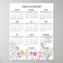 Calendrier floral élégant et simple pour 2026 | 