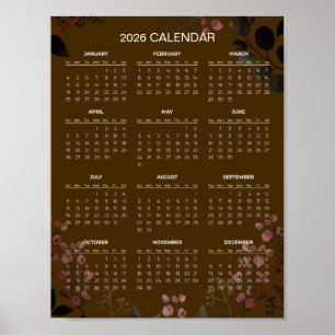 Poster Calendrier floral simple mais élégant 2026