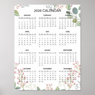 Poster Calendrier floral simple mais élégant 2026