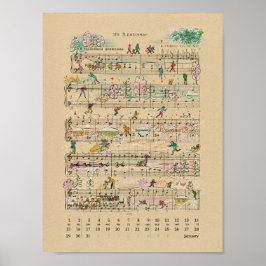 Poster Calendrier janvier Happy Notes 2022