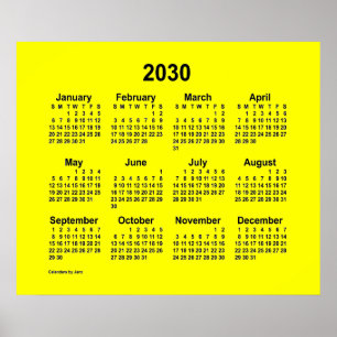 Poster Calendrier Jaune 2030 de Janz Print