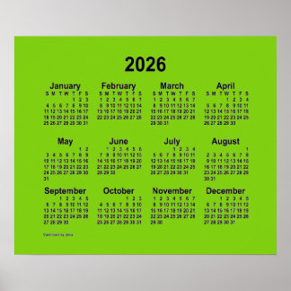 Poster Calendrier Jaune Vert 2026 de Janz Print