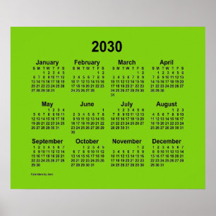 Poster Calendrier Jaune Vert 2030 par Janz Print