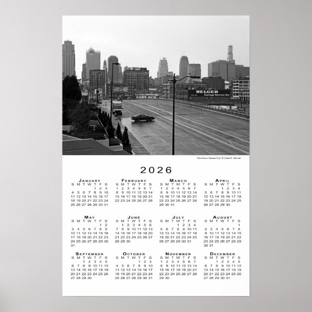 Poster Calendrier Kansas City, Missouri Skyline 2026 (Devant)