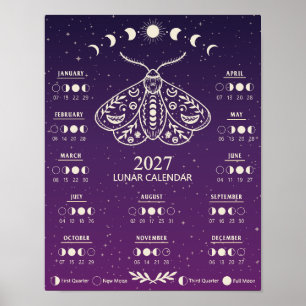 Poster Calendrier lunaire céleste de la lune de sorceller