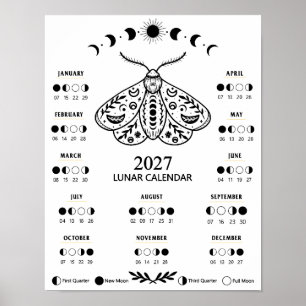 Poster Calendrier Lunaire Céleste de la Sorcellerie de la