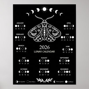 Poster Calendrier Lunaire de la Lune Céleste du Papillon 