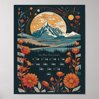 Poster Calendrier lunaire du cycle lunaire 2024 Hémisphèr