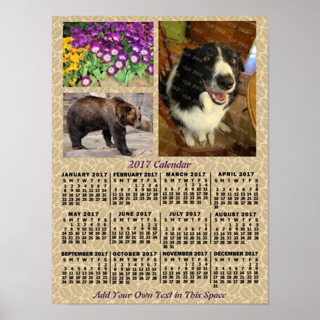 Poster Calendrier mensuel 2017 Café haricots 3 Photos (Devant)