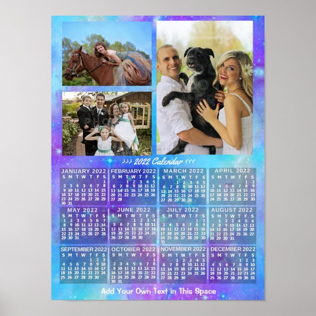Poster Calendrier mensuel 2022 Boho Aquarelle 3 Photo (Devant)