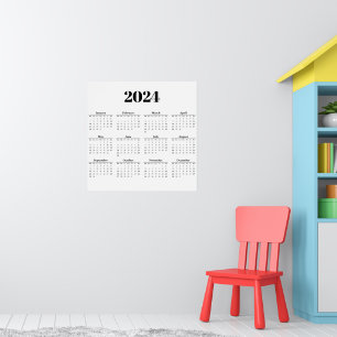 Poster Calendrier mensuel 2024   N'importe quel arrière -