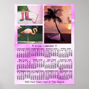 Poster Calendrier mensuel 2026 Rose Aquarelle 3 Photo