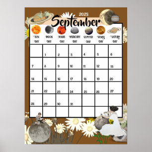 Poster Calendrier mensuel astrologique de septembre 2025